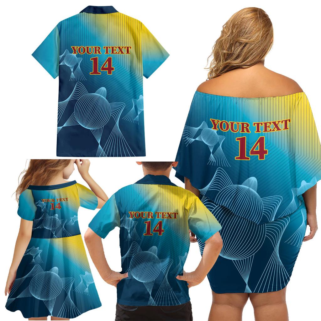 Custom Sri Lanka Cricket Family Matching Off Shoulder Short Dress and Hawaiian Shirt 2024 World Cup Go The Lions
