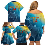 Custom Sri Lanka Cricket Family Matching Off Shoulder Short Dress and Hawaiian Shirt 2024 World Cup Go The Lions