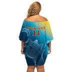 Custom Sri Lanka Cricket Family Matching Off Shoulder Short Dress and Hawaiian Shirt 2024 World Cup Go The Lions