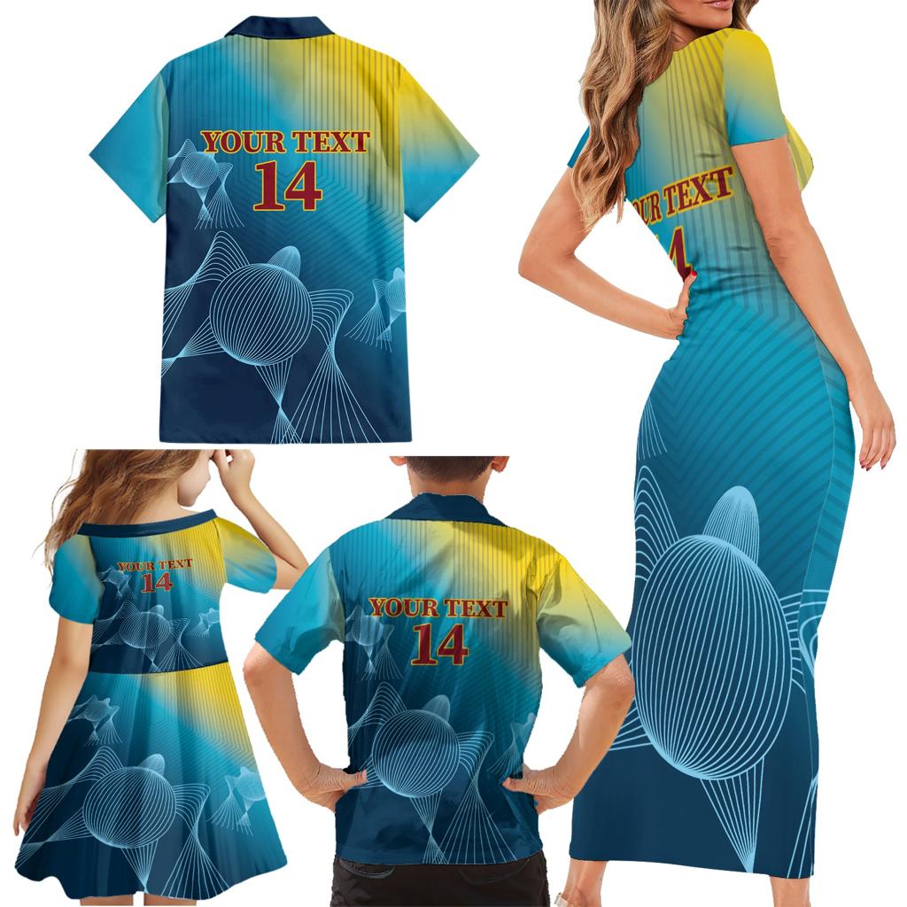 Custom Sri Lanka Cricket Family Matching Short Sleeve Bodycon Dress and Hawaiian Shirt 2024 World Cup Go The Lions