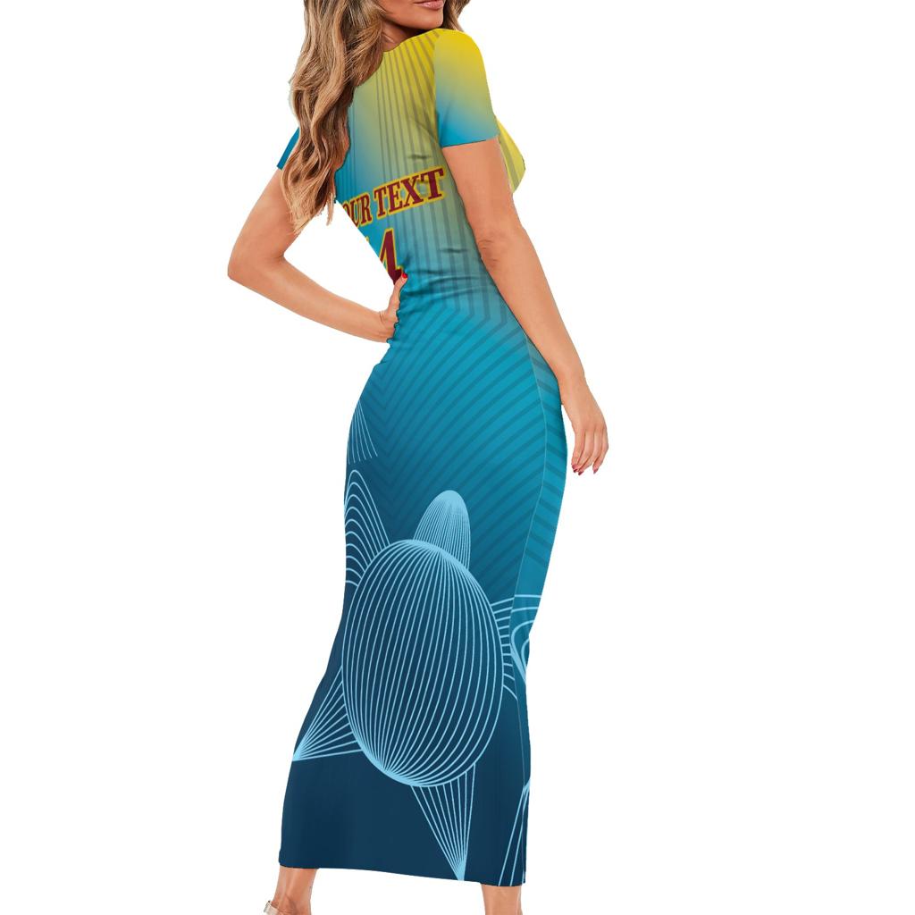 Custom Sri Lanka Cricket Family Matching Short Sleeve Bodycon Dress and Hawaiian Shirt 2024 World Cup Go The Lions