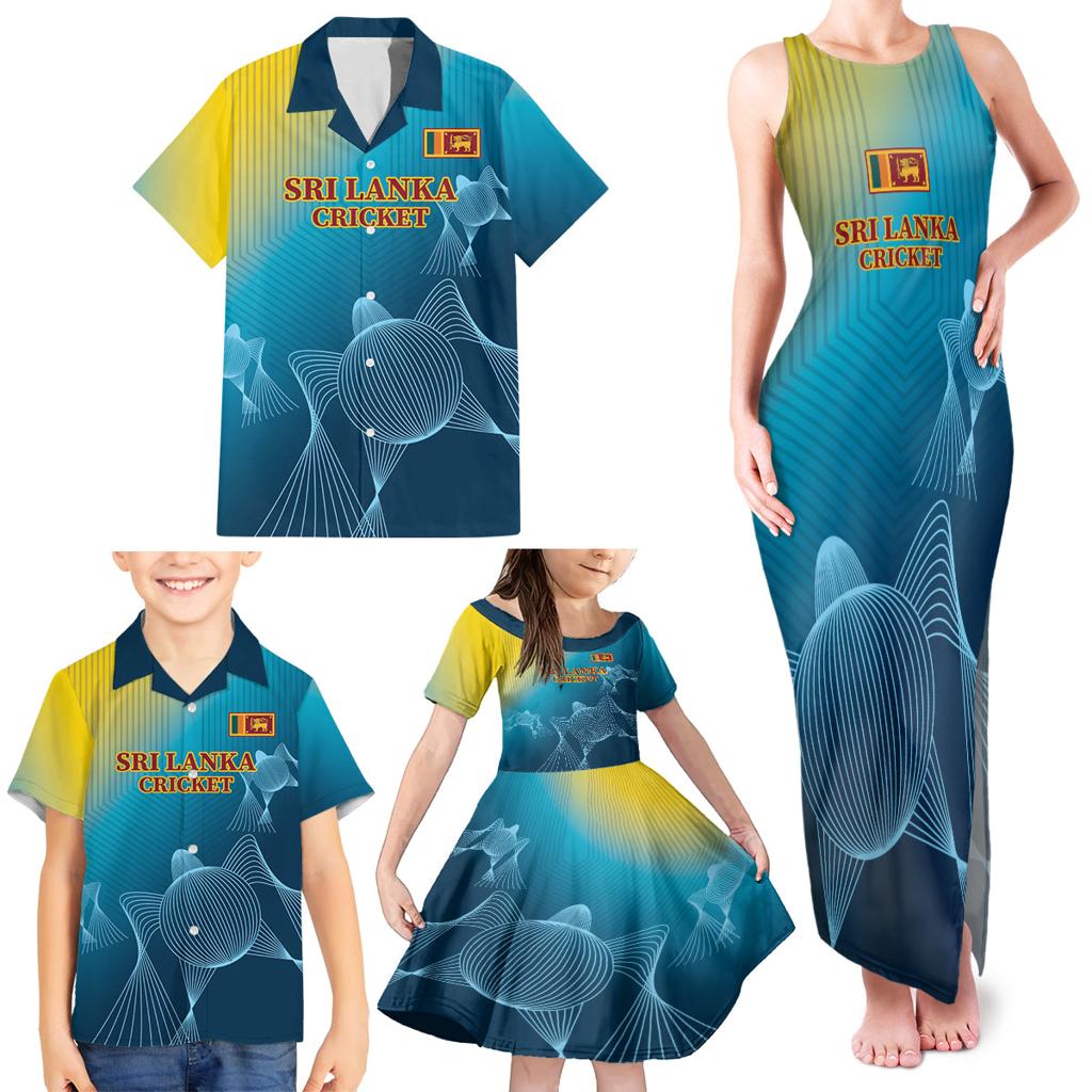 Custom Sri Lanka Cricket Family Matching Tank Maxi Dress and Hawaiian Shirt 2024 World Cup Go The Lions