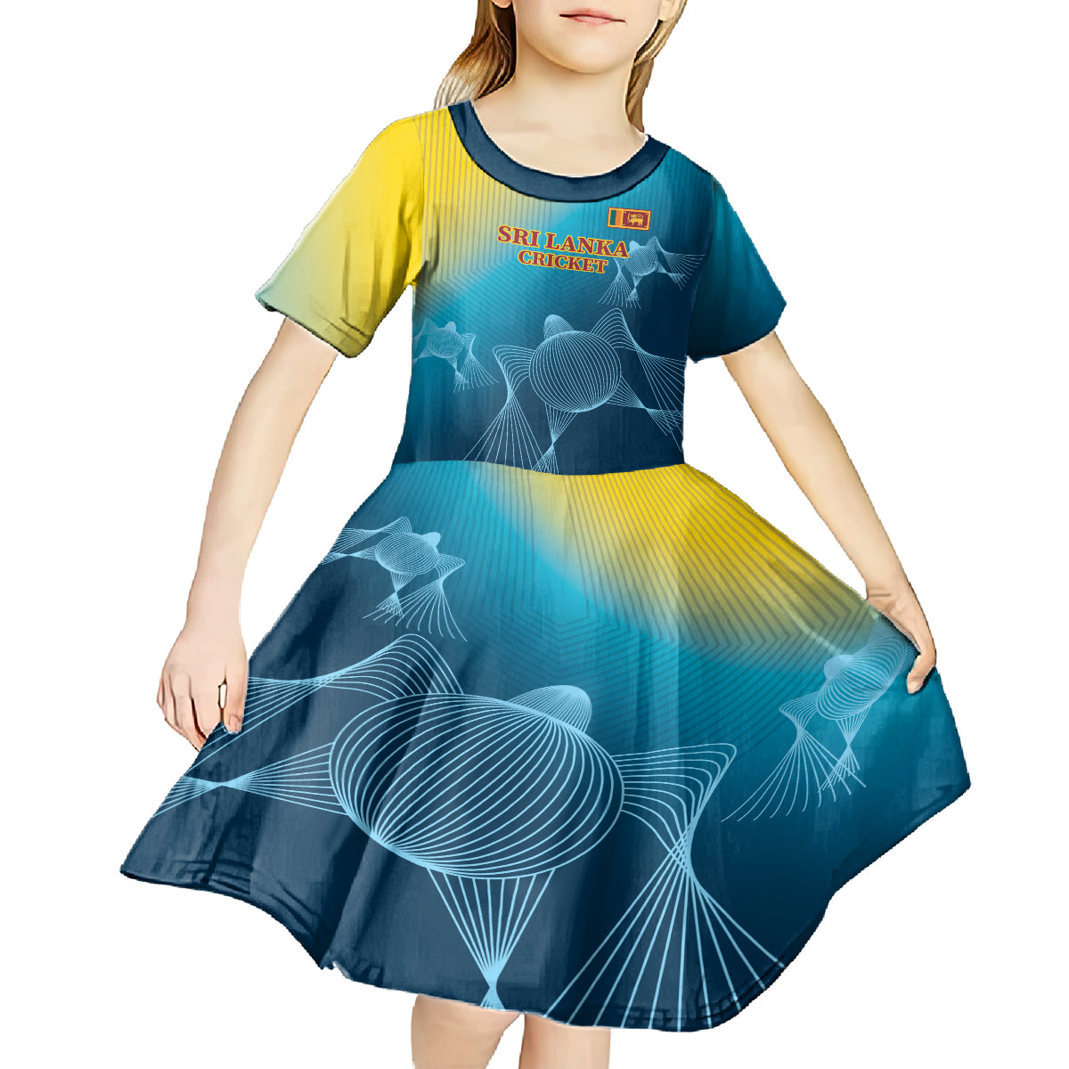Custom Sri Lanka Cricket Kid Short Sleeve Dress 2024 World Cup Go The Lions