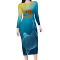 Custom Sri Lanka Cricket Long Sleeve Bodycon Dress 2024 World Cup Go The Lions