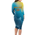 Custom Sri Lanka Cricket Long Sleeve Bodycon Dress 2024 World Cup Go The Lions
