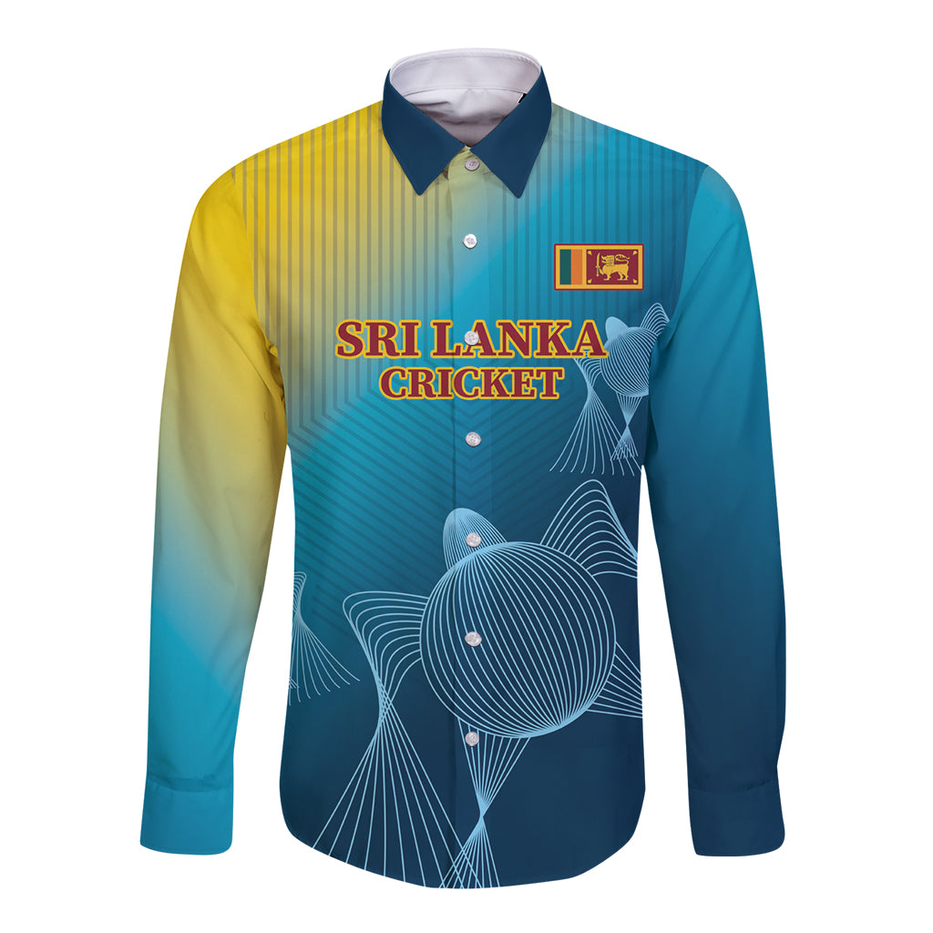 Custom Sri Lanka Cricket Long Sleeve Button Shirt 2024 World Cup Go The Lions