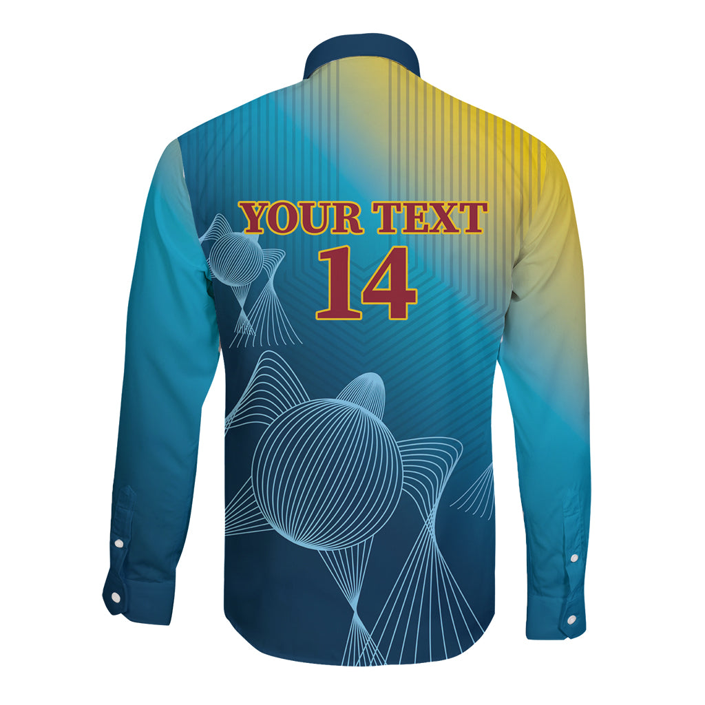Custom Sri Lanka Cricket Long Sleeve Button Shirt 2024 World Cup Go The Lions