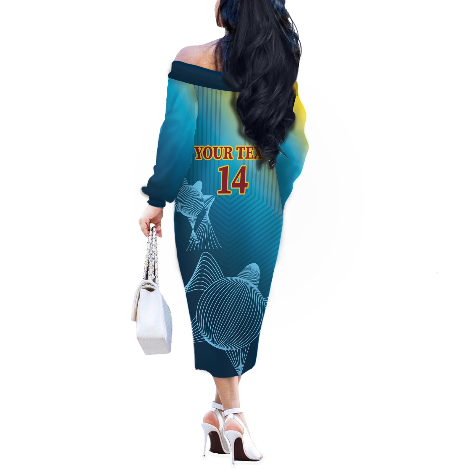 Custom Sri Lanka Cricket Off The Shoulder Long Sleeve Dress 2024 World Cup Go The Lions