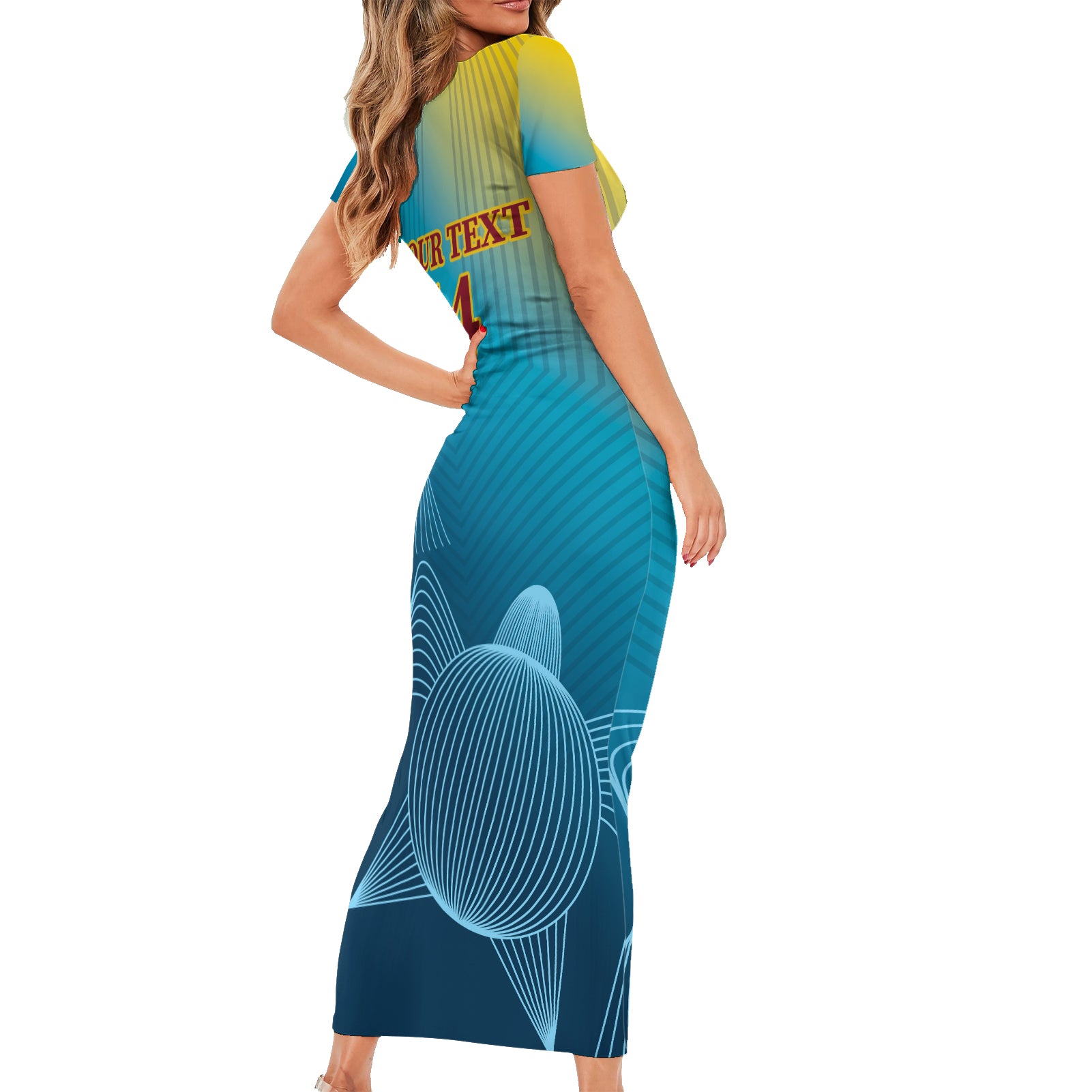 Custom Sri Lanka Cricket Short Sleeve Bodycon Dress 2024 World Cup Go The Lions