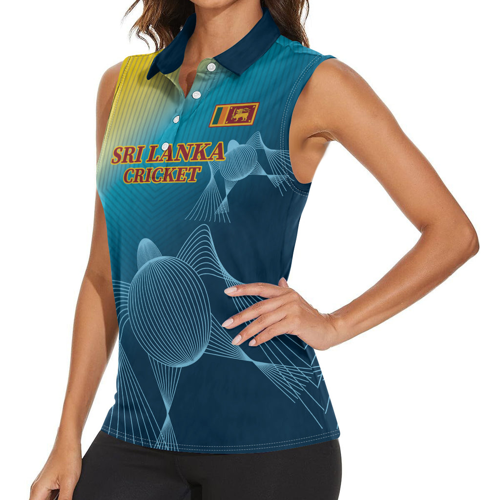 Custom Sri Lanka Cricket Women Sleeveless Polo Shirt 2024 World Cup Go The Lions