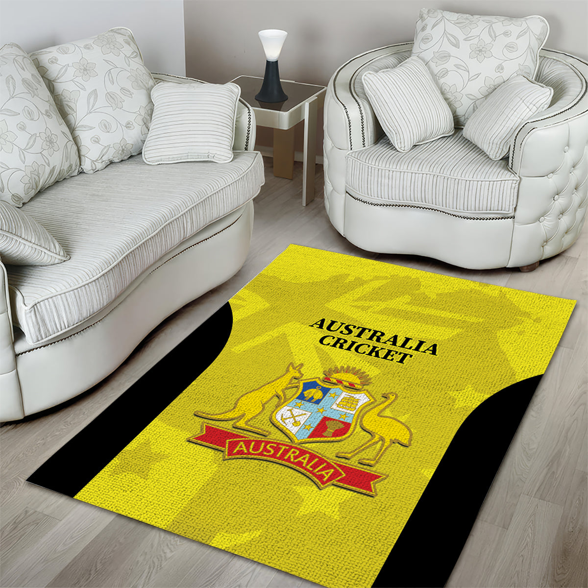 Australia Cricket Area Rug 2024 World Cup Go Aussie - Gold Version