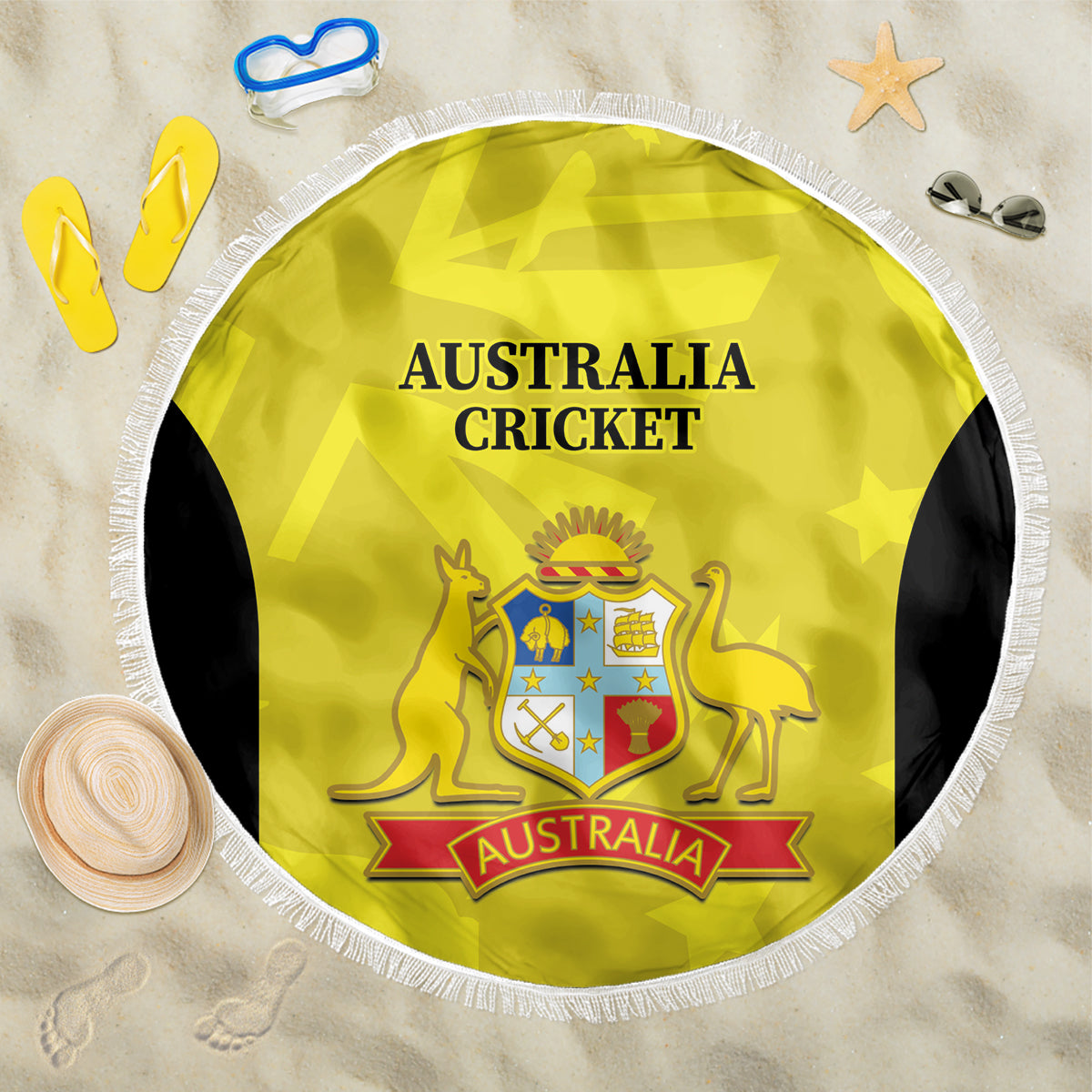 Australia Cricket Beach Blanket 2024 World Cup Go Aussie - Gold Version
