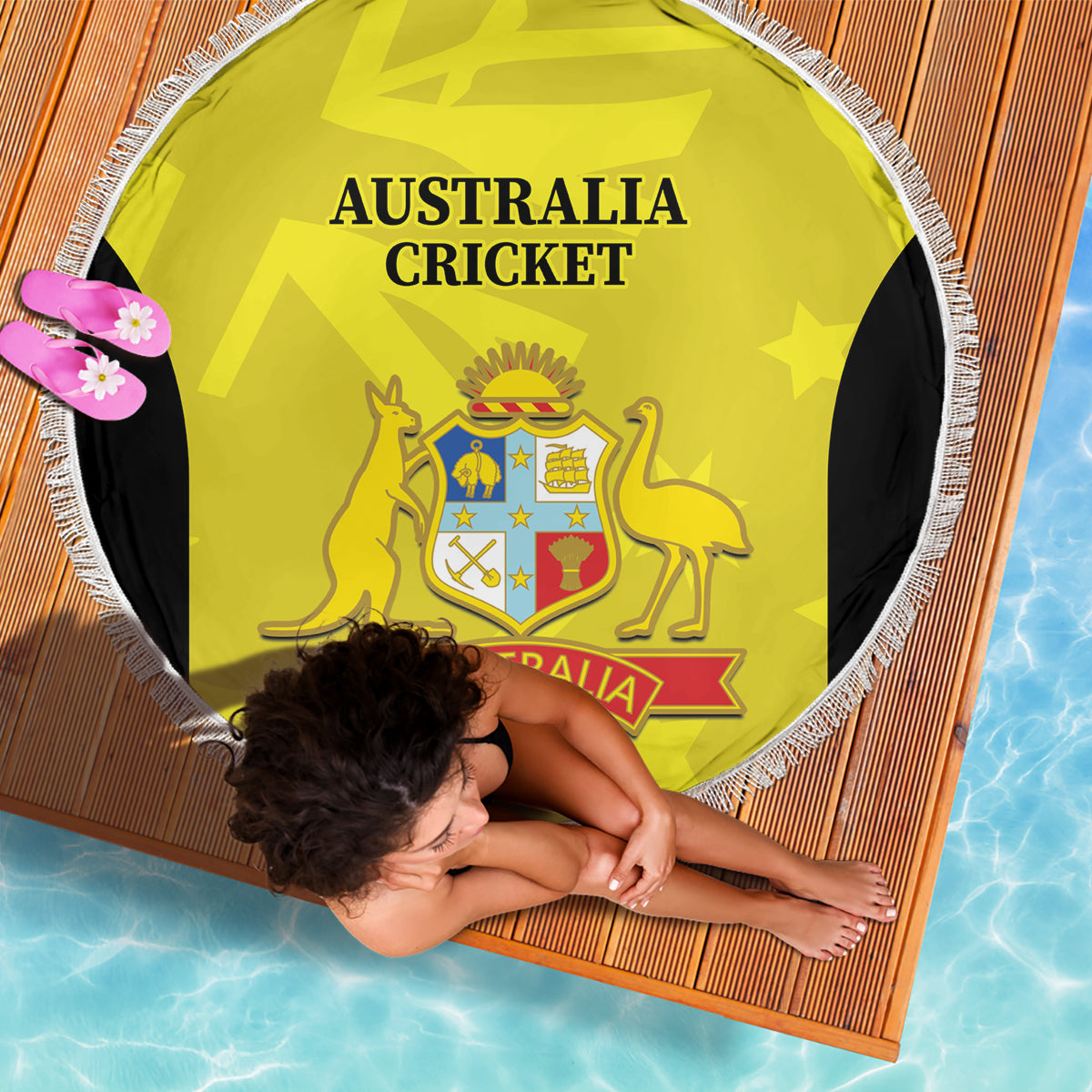 Australia Cricket Beach Blanket 2024 World Cup Go Aussie - Gold Version