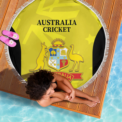 Australia Cricket Beach Blanket 2024 World Cup Go Aussie - Gold Version
