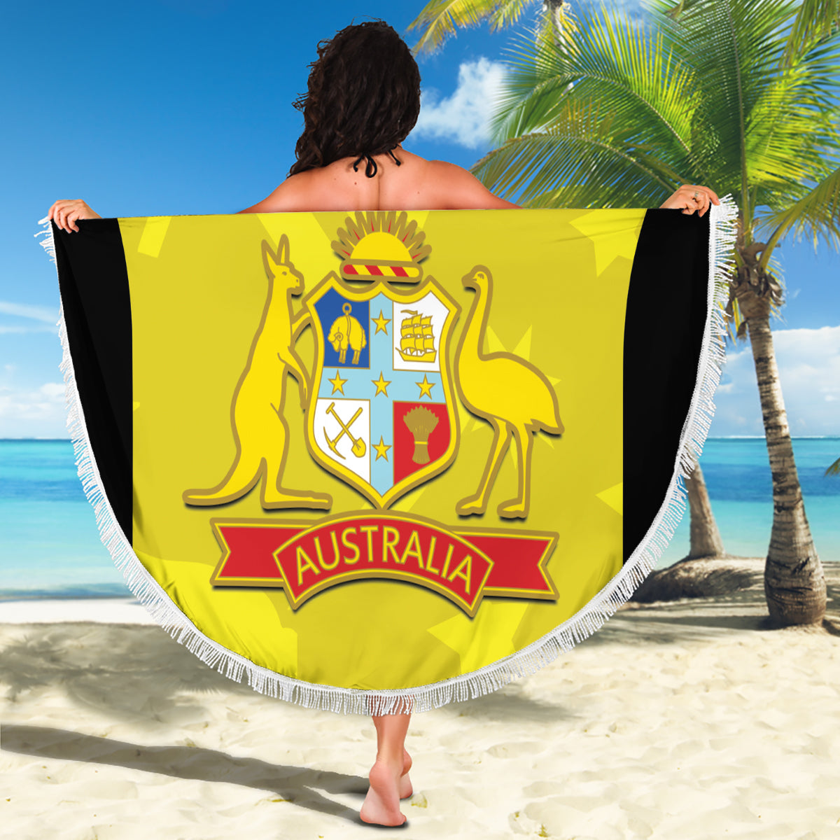 Australia Cricket Beach Blanket 2024 World Cup Go Aussie - Gold Version