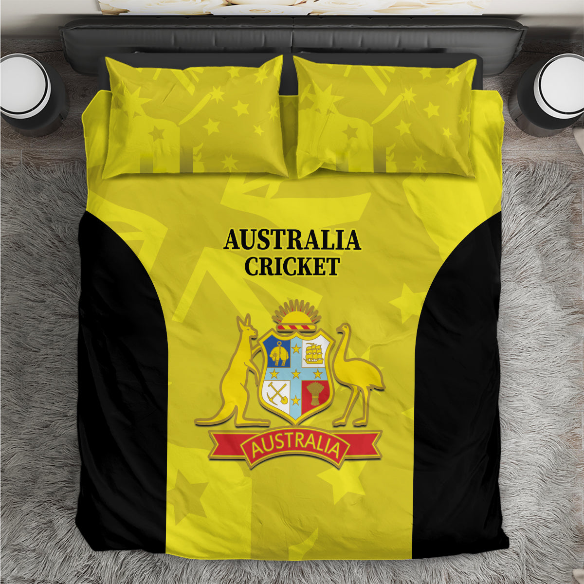 Australia Cricket Bedding Set 2024 World Cup Go Aussie - Gold Version