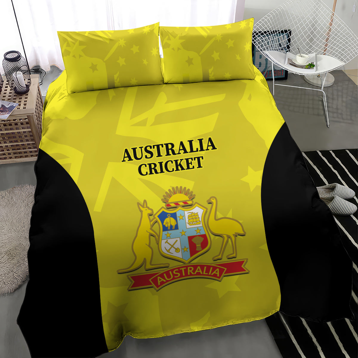 Australia Cricket Bedding Set 2024 World Cup Go Aussie - Gold Version