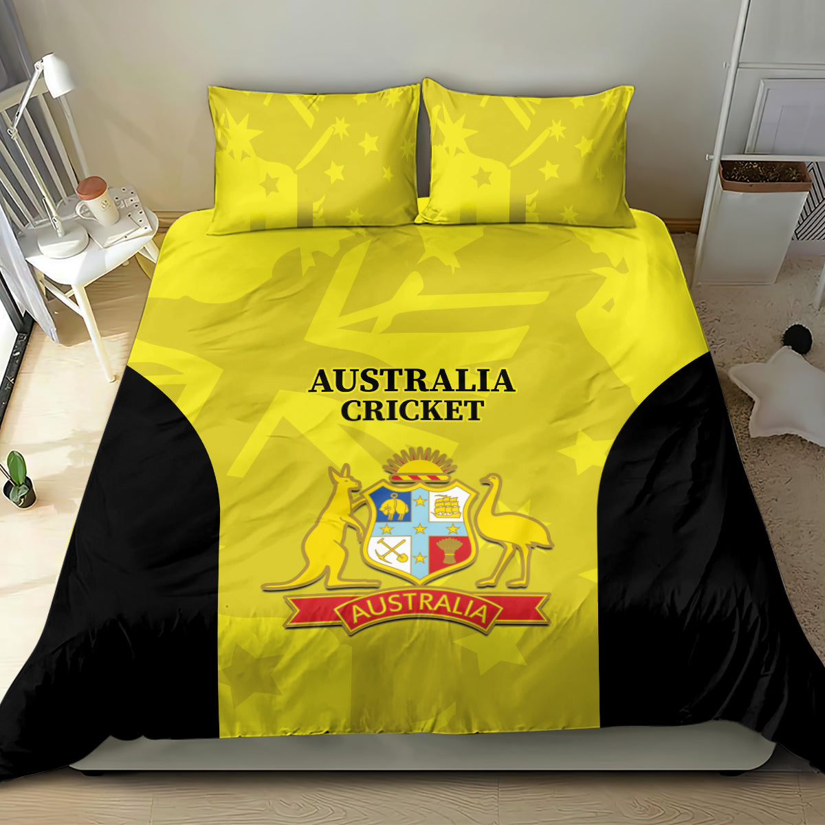 Australia Cricket Bedding Set 2024 World Cup Go Aussie - Gold Version