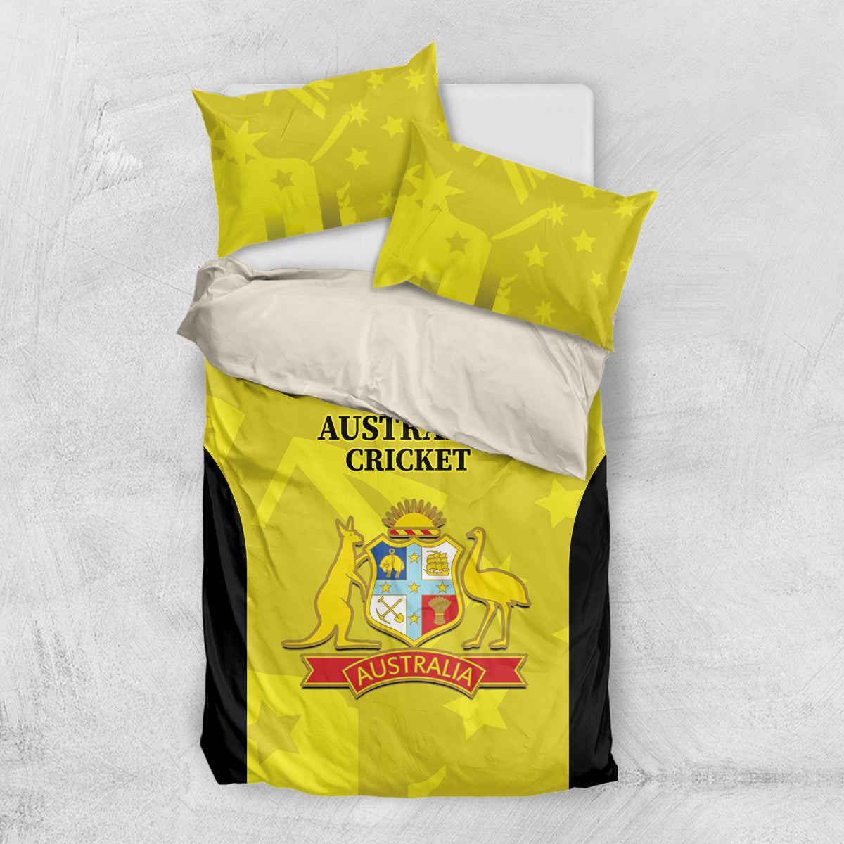 Australia Cricket Bedding Set 2024 World Cup Go Aussie - Gold Version