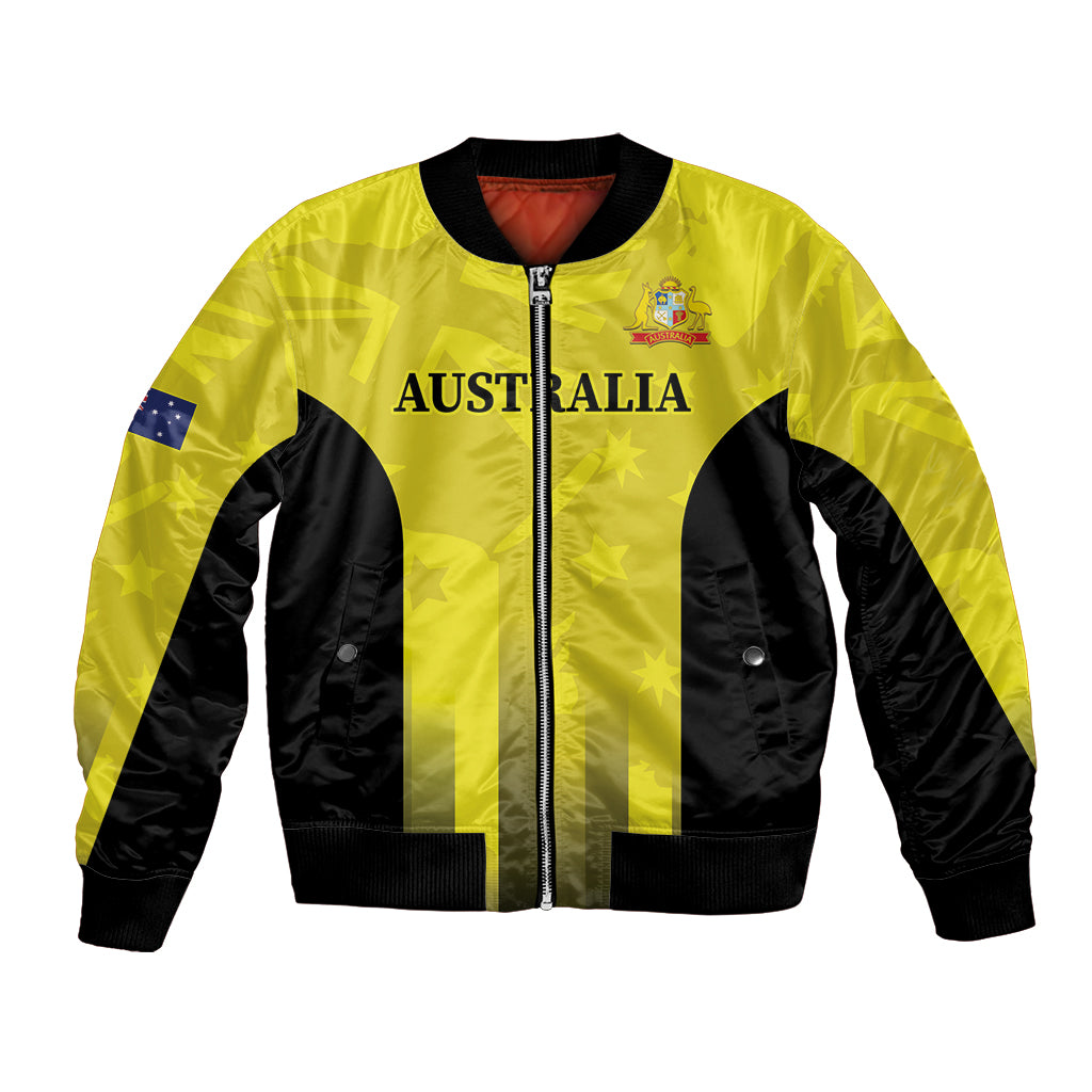 Custom Australia Cricket Bomber Jacket 2024 World Cup Go Aussie - Gold Version