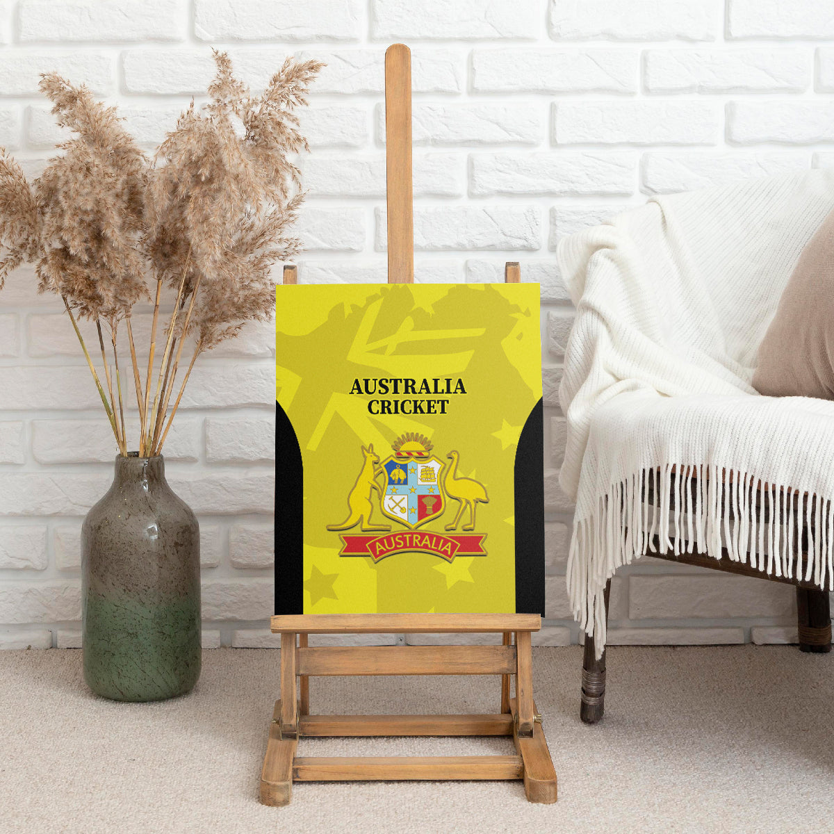 Australia Cricket Canvas Wall Art 2024 World Cup Go Aussie - Gold Version