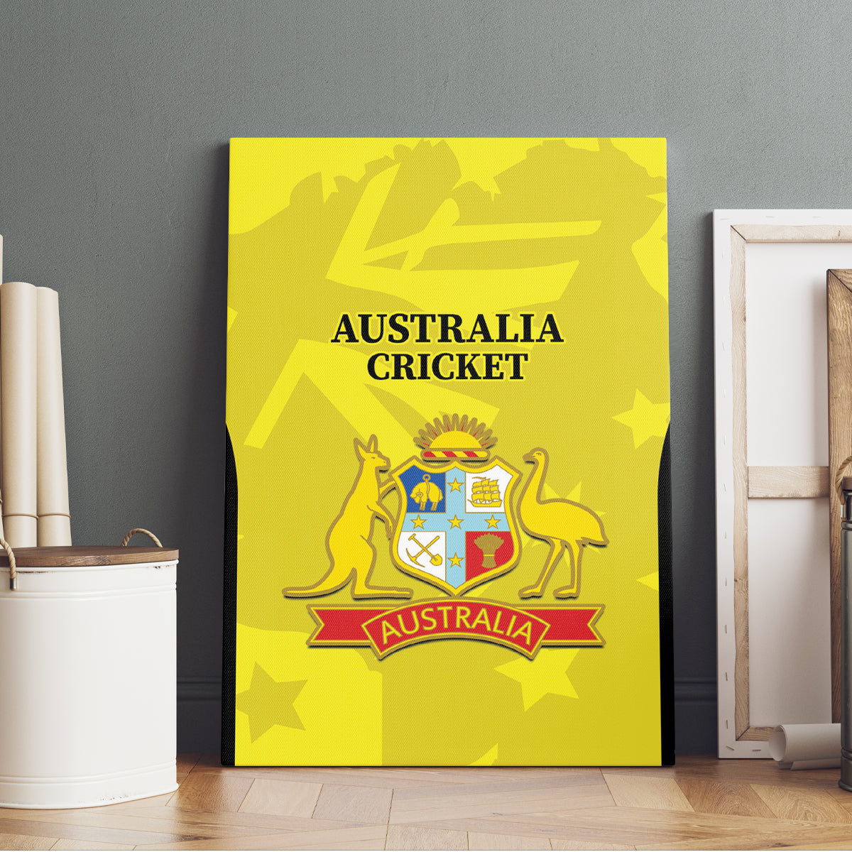 Australia Cricket Canvas Wall Art 2024 World Cup Go Aussie - Gold Version