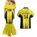 Custom Australia Cricket Couples Matching Mermaid Dress and Hawaiian Shirt 2024 World Cup Go Aussie - Gold Version