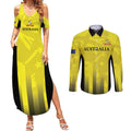 Custom Australia Cricket Couples Matching Summer Maxi Dress and Long Sleeve Button Shirt 2024 World Cup Go Aussie - Gold Version