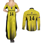 Custom Australia Cricket Couples Matching Summer Maxi Dress and Long Sleeve Button Shirt 2024 World Cup Go Aussie - Gold Version
