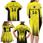 Custom Australia Cricket Family Matching Long Sleeve Bodycon Dress and Hawaiian Shirt 2024 World Cup Go Aussie - Gold Version