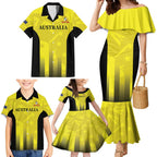 Custom Australia Cricket Family Matching Mermaid Dress and Hawaiian Shirt 2024 World Cup Go Aussie - Gold Version