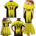 Custom Australia Cricket Family Matching Mermaid Dress and Hawaiian Shirt 2024 World Cup Go Aussie - Gold Version