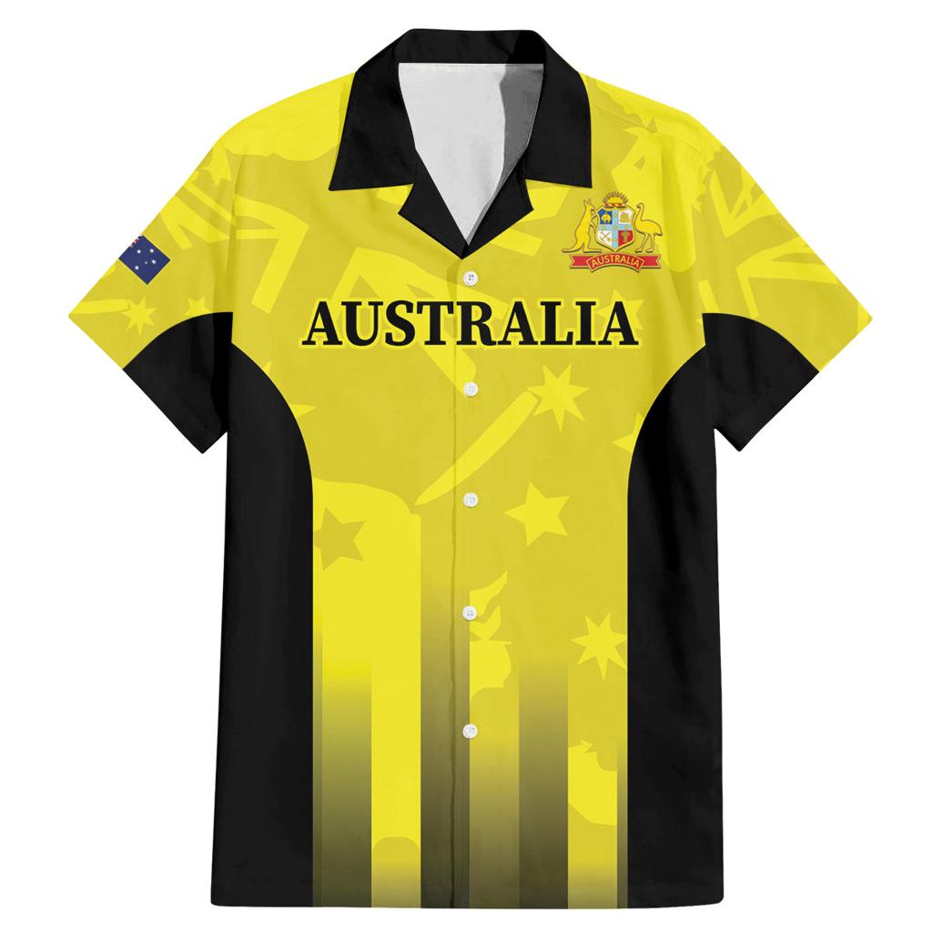Custom Australia Cricket Family Matching Mermaid Dress and Hawaiian Shirt 2024 World Cup Go Aussie - Gold Version