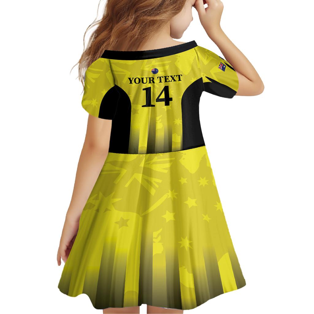 Custom Australia Cricket Family Matching Off Shoulder Maxi Dress and Hawaiian Shirt 2024 World Cup Go Aussie - Gold Version