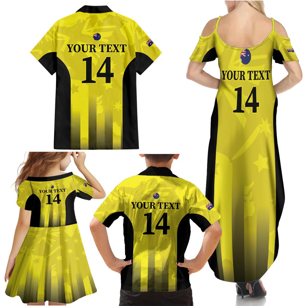 Custom Australia Cricket Family Matching Summer Maxi Dress and Hawaiian Shirt 2024 World Cup Go Aussie - Gold Version