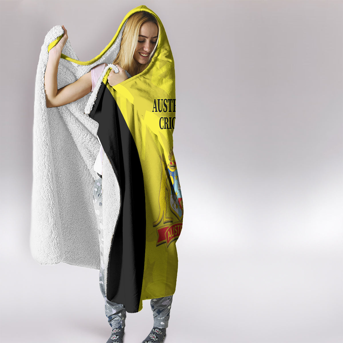 Australia Cricket Hooded Blanket 2024 World Cup Go Aussie - Gold Version