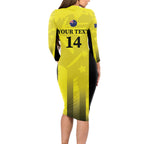 Custom Australia Cricket Long Sleeve Bodycon Dress 2024 World Cup Go Aussie - Gold Version