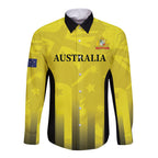 Custom Australia Cricket Long Sleeve Button Shirt 2024 World Cup Go Aussie - Gold Version