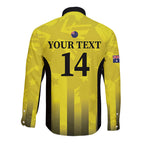 Custom Australia Cricket Long Sleeve Button Shirt 2024 World Cup Go Aussie - Gold Version