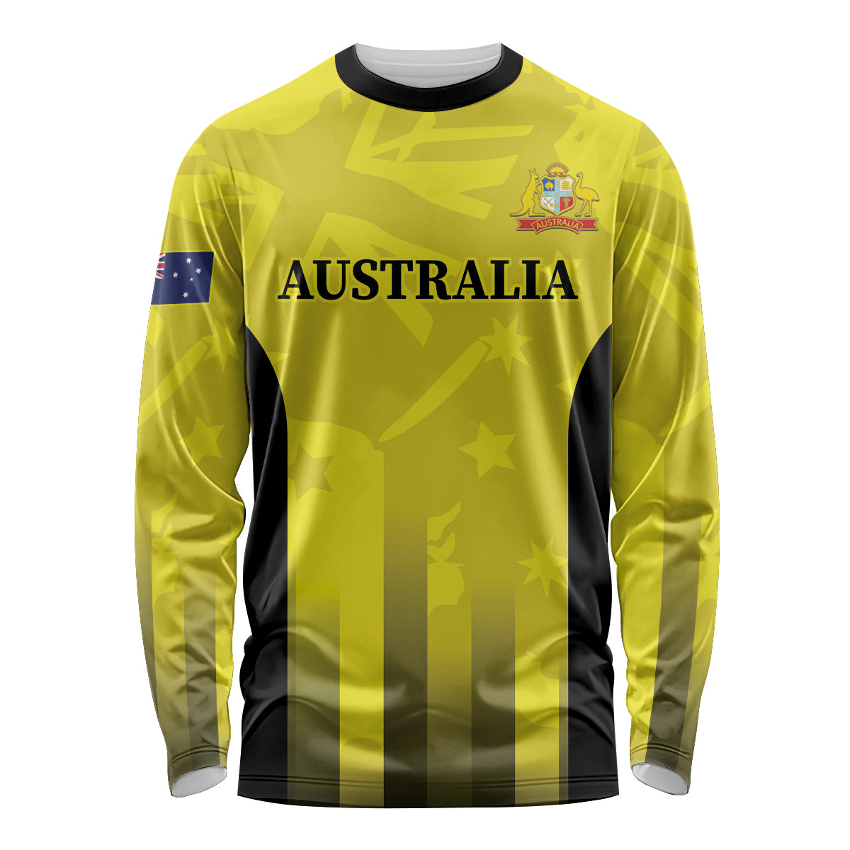 Custom Australia Cricket Long Sleeve Shirt 2024 World Cup Go Aussie - Gold Version
