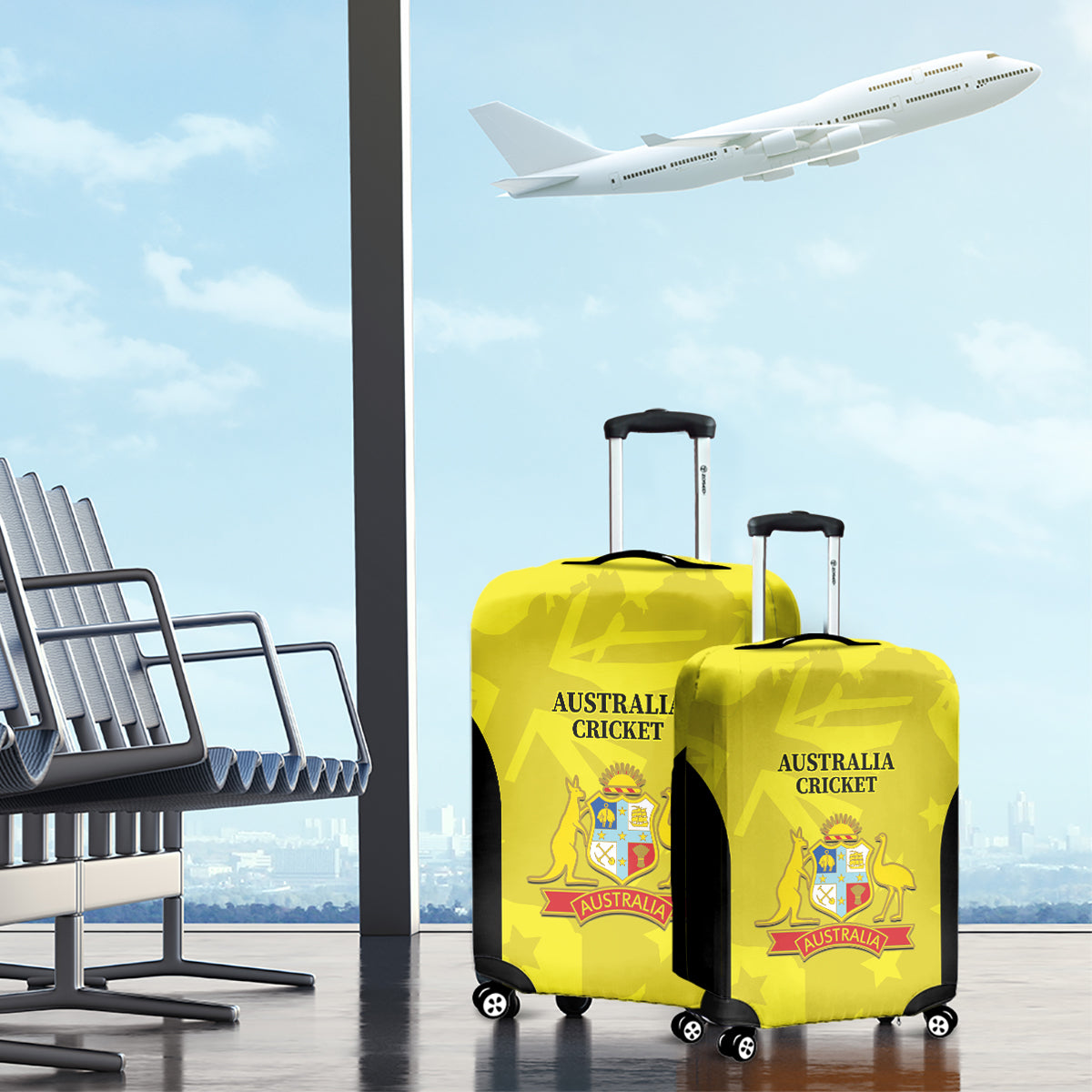 Australia Cricket Luggage Cover 2024 World Cup Go Aussie - Gold Version