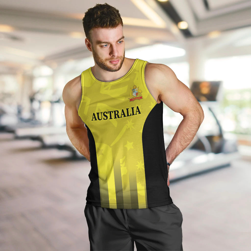Custom Australia Cricket Men Tank Top 2024 World Cup Go Aussie - Gold Version