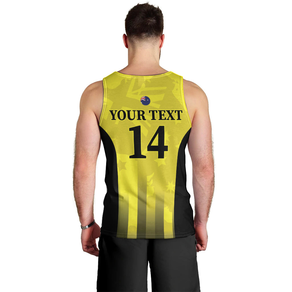 Custom Australia Cricket Men Tank Top 2024 World Cup Go Aussie - Gold Version