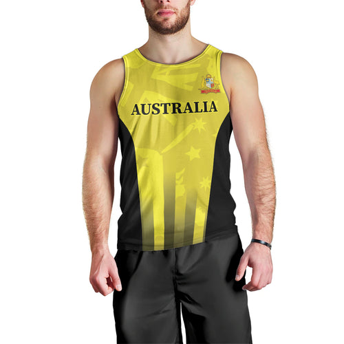 Custom Australia Cricket Men Tank Top 2024 World Cup Go Aussie - Gold Version
