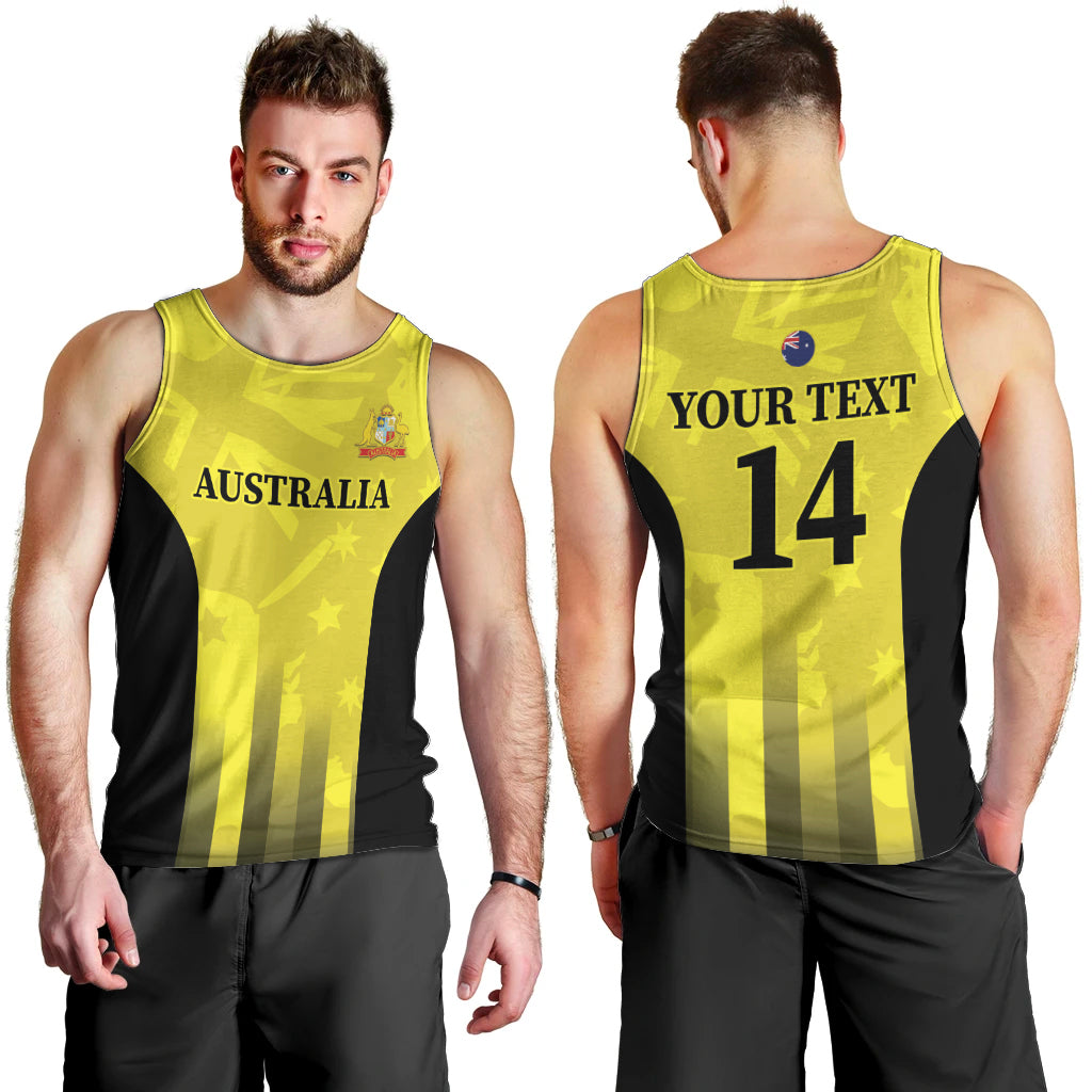 Custom Australia Cricket Men Tank Top 2024 World Cup Go Aussie - Gold Version