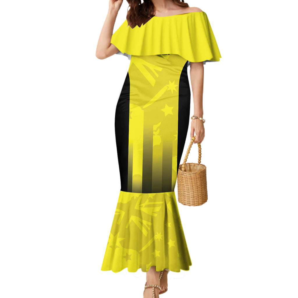 Custom Australia Cricket Mermaid Dress 2024 World Cup Go Aussie - Gold Version