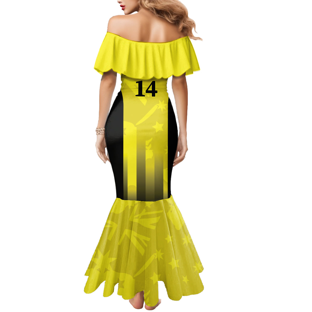 Custom Australia Cricket Mermaid Dress 2024 World Cup Go Aussie - Gold Version