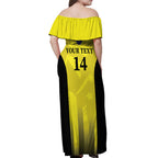 Custom Australia Cricket Off Shoulder Maxi Dress 2024 World Cup Go Aussie - Gold Version