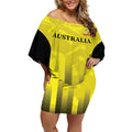 Custom Australia Cricket Off Shoulder Short Dress 2024 World Cup Go Aussie - Gold Version