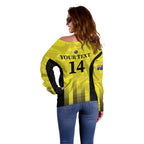 Custom Australia Cricket Off Shoulder Sweater 2024 World Cup Go Aussie - Gold Version